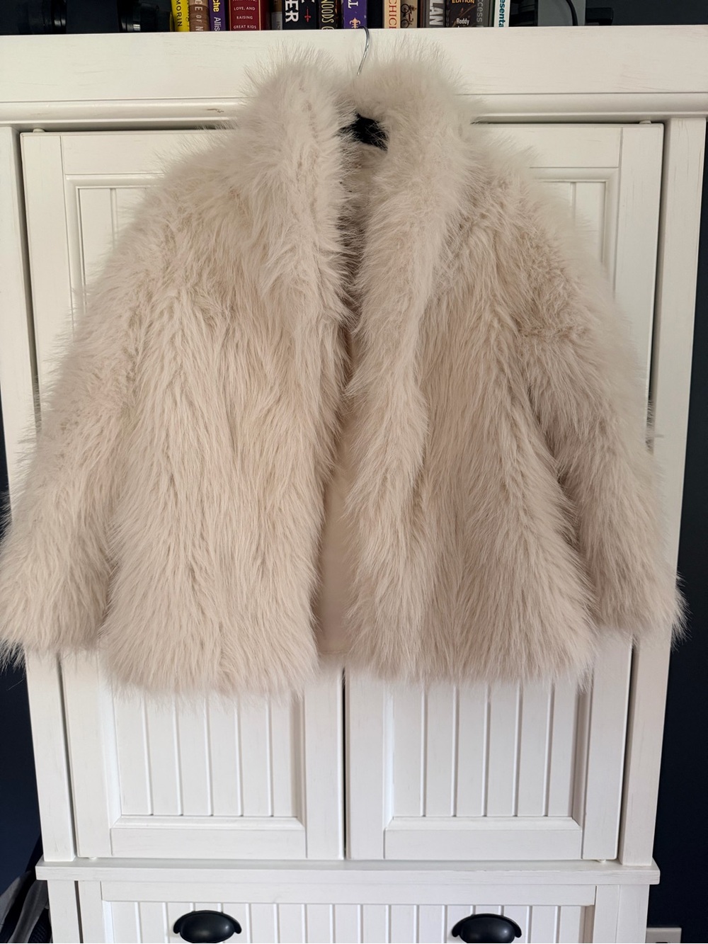 H&M Cream Faux Fur Jacket - Plush Open Front